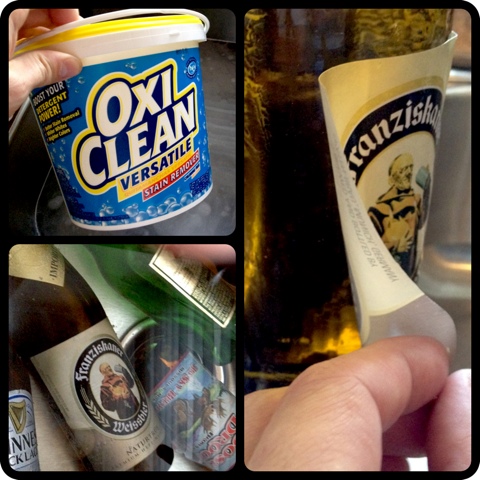 Removing labels is easy with OxiClean. DO try this at home!